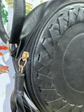 Round Crossbody Bag with Tassel In Black
