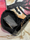 Black Shell Sling Bag With Gold Chain