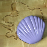 Lavender Shell Sling Bag With Gold Chain